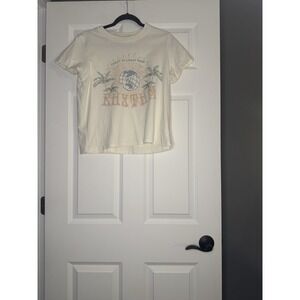 Rhythm Vintage Coast To Coast Tour Crop T Shirt Medium Cream W Multi Graphics